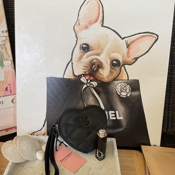 BUNDLE JUICY Couture Black Quilted Wristlet Bag & DIOR Lipstick Addict Red 872 - Picture 3 of 12